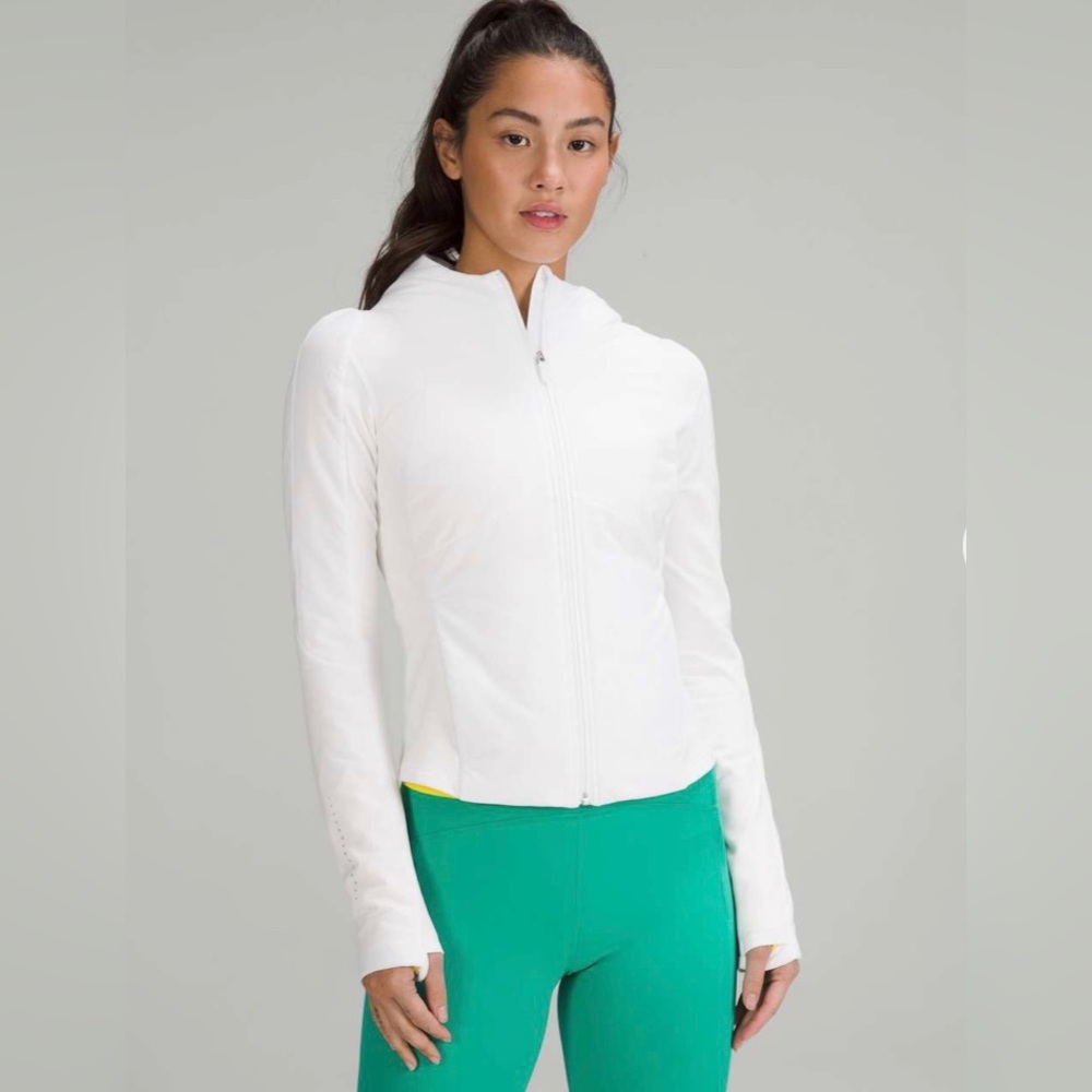 Lululemon athletica Women's Push Your Pace White Hooded Jacket Size 12
